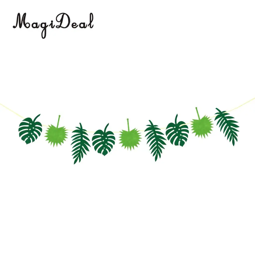 Hawaiian Tropical Leaves Leaf Bunting Banner Garland Summer Luau Party Supplier and Decor Boho Tiki Garland Sign Backdrop
