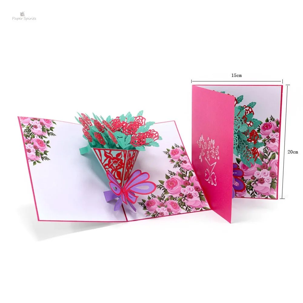  Thank You Thanksgiving 3D Pop Up Greeting Post Cards for Birthday Lover Valentine's Day Rose Weddin - 32890097576