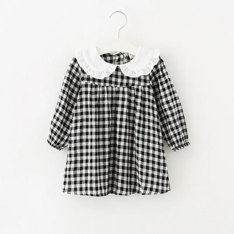 Long Sleeve Girls Dress in Girls' Dresses for Partry and Wedding Princess Dress Peter Pan Collar Yellow Plaid Baby Girls Dresses (11)