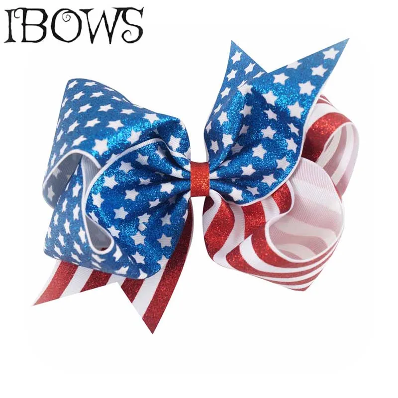 

1Pc Girls Large Grosgrain Ribbon Hair Bow With Clip Handmade 4th Of July Hair Clip Kids Hair Accessories