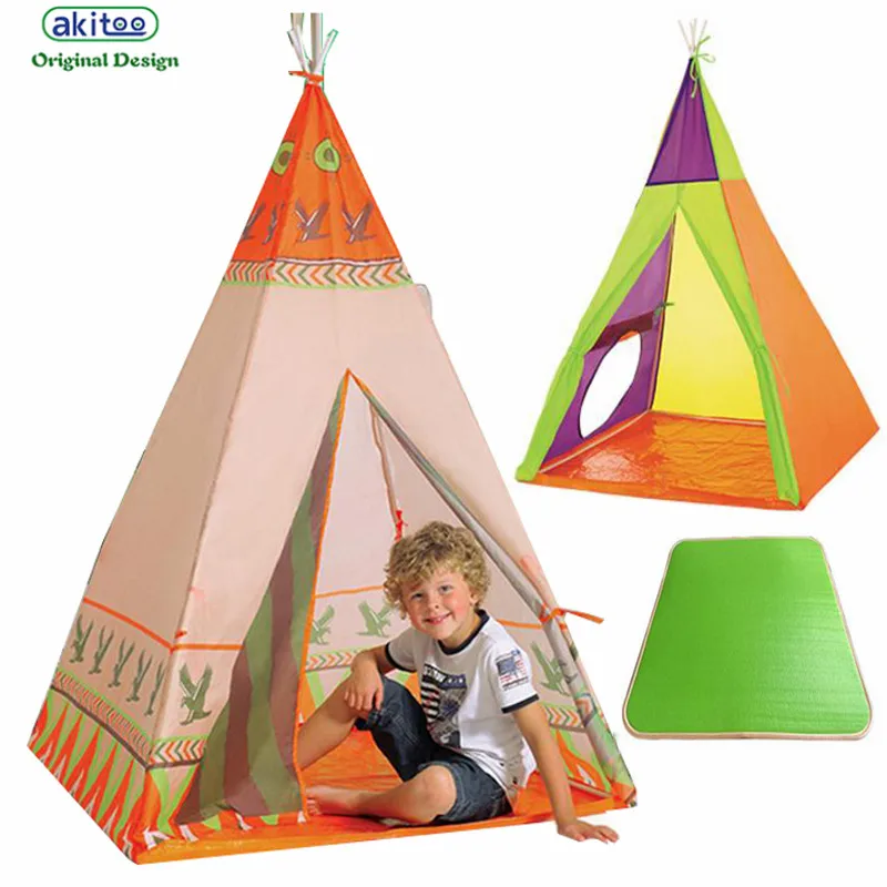 Akitoo новые детские палатки, игровые дома в помещении, индейские палатки, Детские уличные замок, детский сад, треугольные детские складные палатки, подарок
