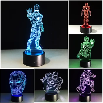 

Chaohui New Marvel Hero Different Figures Iron Man 3D LED Night Light Multicolor Home Lamp Decor Christmas Kids Gift Cartoon Toy