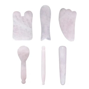 

1 piece Chinese Natural pink quartz Stone Guasha Massage Tool Gua Sha Massage Stone Facial Treatment Scraping Care Healthy Tool