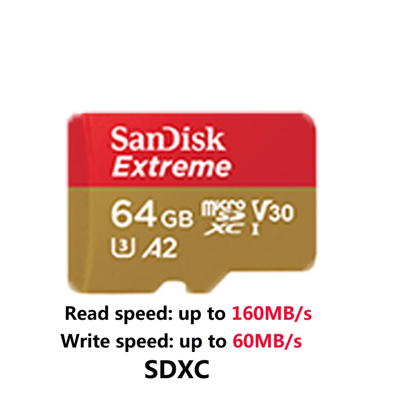 Двойной Флеш-накопитель SanDisk Extreme Micro SD слот для карт памяти 128 Гб 64 Гб оперативной памяти, 32 Гб встроенной памяти, microSDHC/microSDXC UHS-I U3 читать Скорость до 160 МБ/с. UHD 3D 4K видео карта - Емкость: 64GB