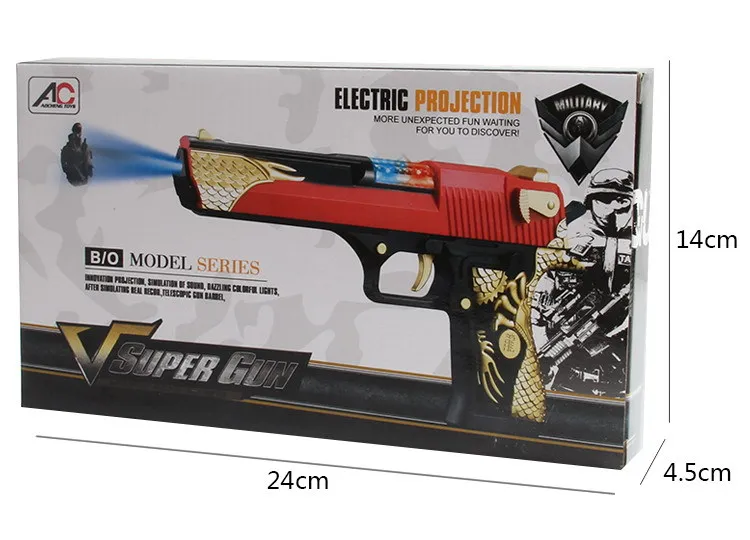 Abbyfrank игрушечный пистолет пустынный Орел Электрический моделирующий пистолет-светильник ударный проекционный пистолет для мальчиков модель игрушки для детей не может снимать - Цвет: with box