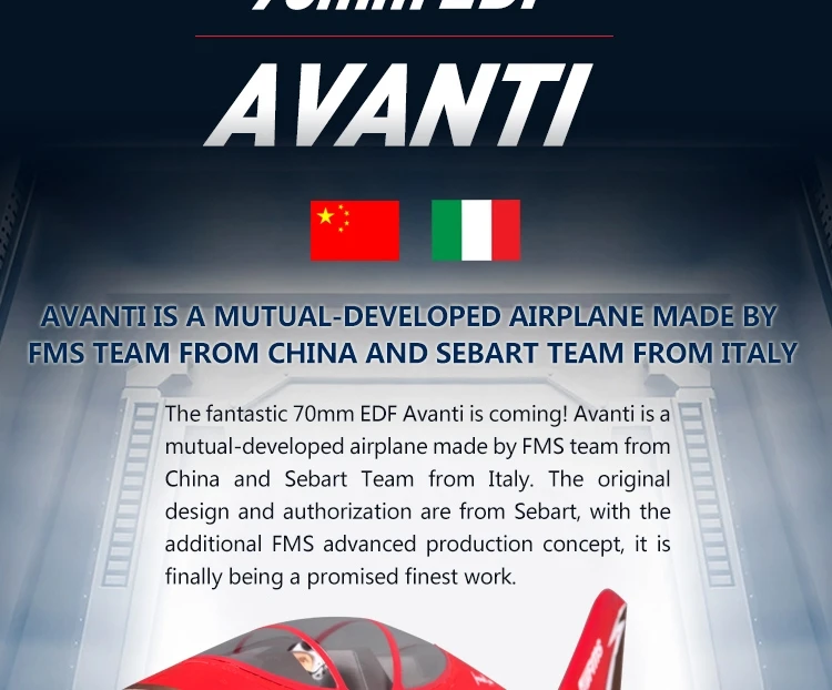 FMS Avanti 70 мм импеллер EDF струи высокой скорости большой масштабная модель самолет с самонастраиваемым устройством, 6 S размах крыльев 900 мм с убирается