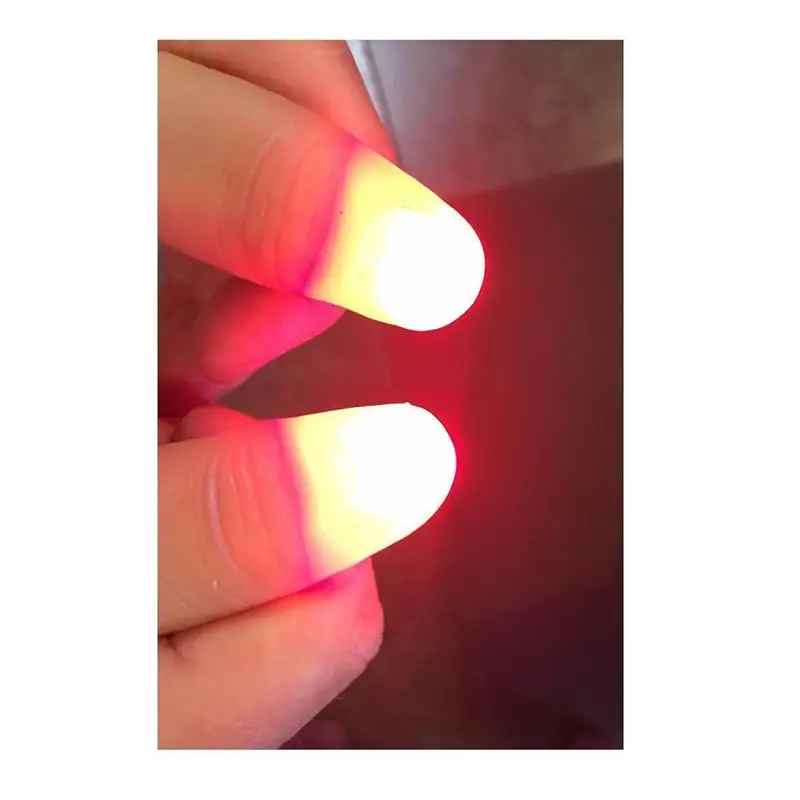 1 Pair Creative Magic Red Light Up Thumb Tips with LED Red Magic Thumb Tip Light Illusion Soft Standard Size 2 Pcs Props Gift E