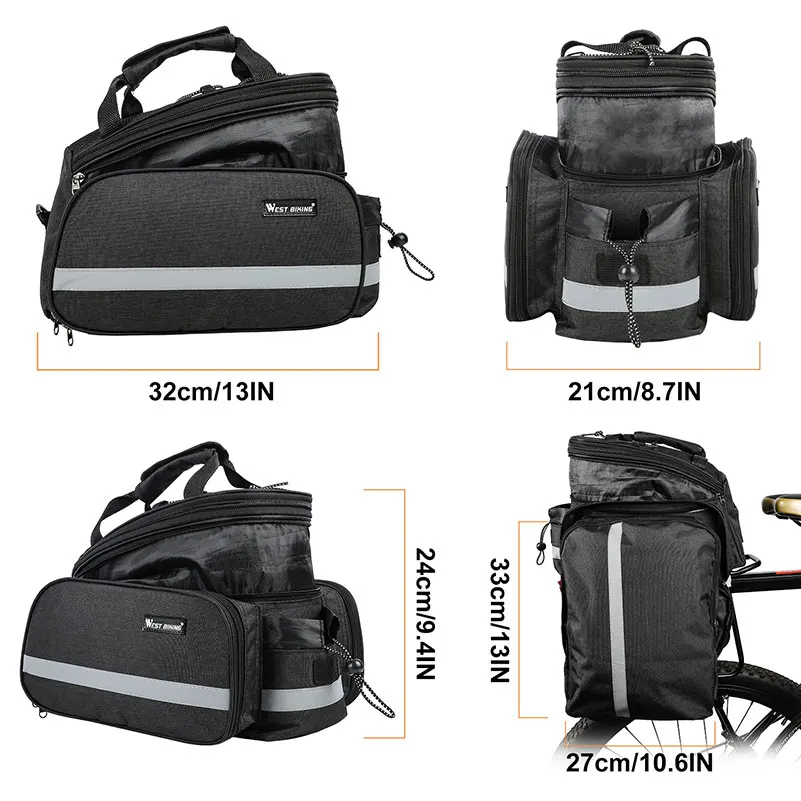  WEST BIKING Bicycle Bags Large Capacity Waterproof Cycling Bag Mountain Bike Saddle Rack Trunk Bags - 32949739368