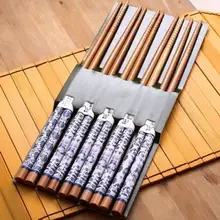 5 пар синяя n белая картина на фарфоре бамбуковые столовые приборы палочки для еды