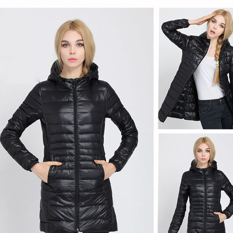 Light Weight Jacket Women Long Hooded Slim Jackets Plus Size 5XL