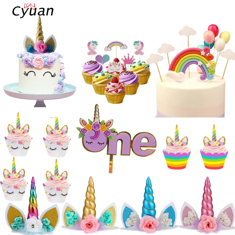 

Cyuan Unicorn Party Decor Cake Toppers Birthday Cakes Kids Birthday Party Decoration Cupcake Topper Cupcake Wrappers Supplies