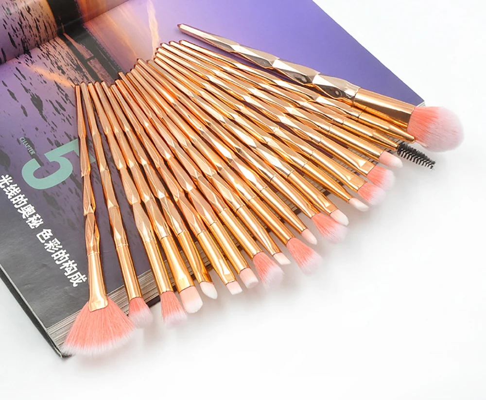 

20Pcs Rose Gold Makeup Brushes Set Pro Diamond Eye Shadow Powder Foundation Blending Lip Cosmetic Beauty Make Up Brush