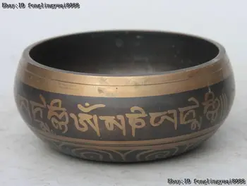 

FREE SHIPPING WHOLESALE PRICE Tibetan temple Bronze Copper Scriptures Pray Blessing Earthen Offering Alms Bowl +Matching stick