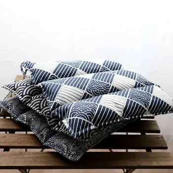 

40x40cm retro Japan style cotton linen seat cushion deep blue geometric seat mat chair cushion tatami cushion