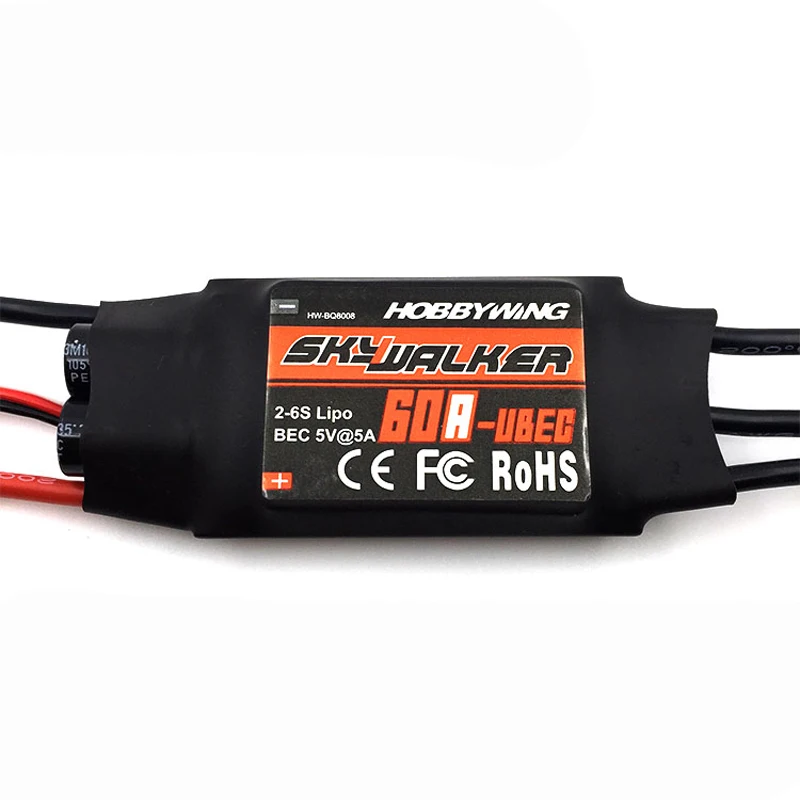 

Hobbywing Skywalker 60A UBEC 2-6S Lipo ESC Electronic Speed Controller with 5V5A BEC for RC Fixed Wing Helicopter Spare Parts