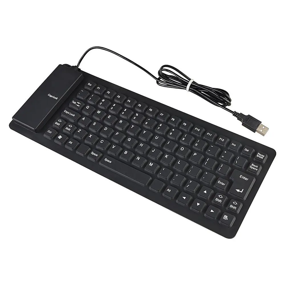 

Silicone Foldable Portable USB Roll Up 2.0 Silent Keyboard (Black)