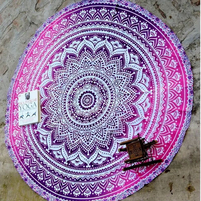 Camping Outdoor Gear Beach Mat Picnic Blanket Cotton Printed Round Beach Towel Sand Beach Pad L38344-2 (3)