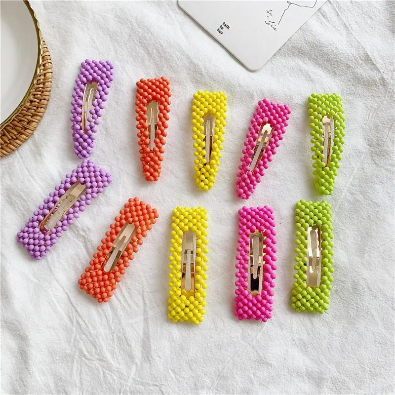 

Korea Fashion Fluorescent Color Frosted Beads Fairy BB Clip Student Girl Simple Cute Beading Beautiful Hairpins Hair Accessories