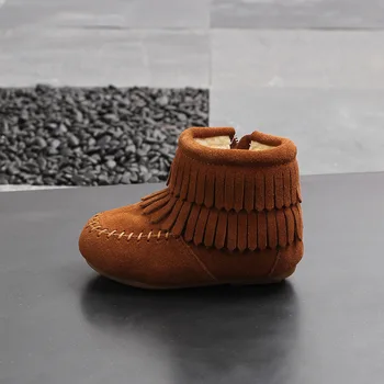 

2019 New Autumn Winter children shoes for girls Genuine Leather Fringe girl boots for kids baby Comfortable Ankle boots shoes
