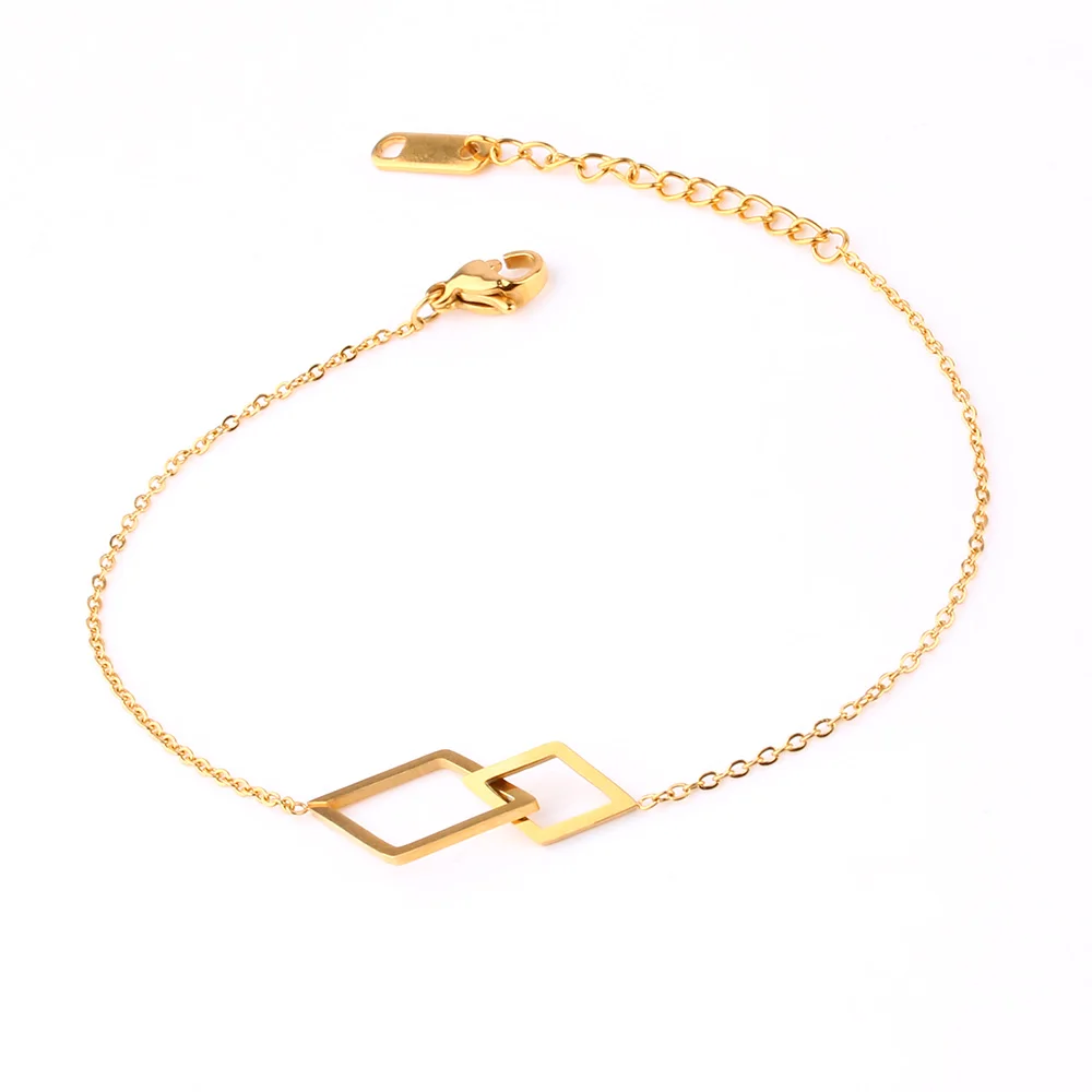 SHE WEIER нержавеющая сталь браслет талисманы звено цепи Бесконечность Браслеты для женщин Женский обувь девочек крест подарки - Окраска металла: Diamond Golden
