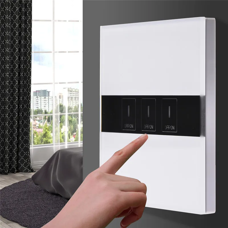 

EU US Standard eWelink 2 Gang Wifi Control Switch via Android and IOS, Wireless Control Light Touch Wall Switch for Smart Homne