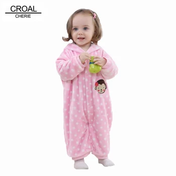 

3-12 M Dot Autumn Winter Baby Clothes Bee Thicken Newborn Baby Boy Clothes With Hat Infant Romper Baby Girls Costumes Pink