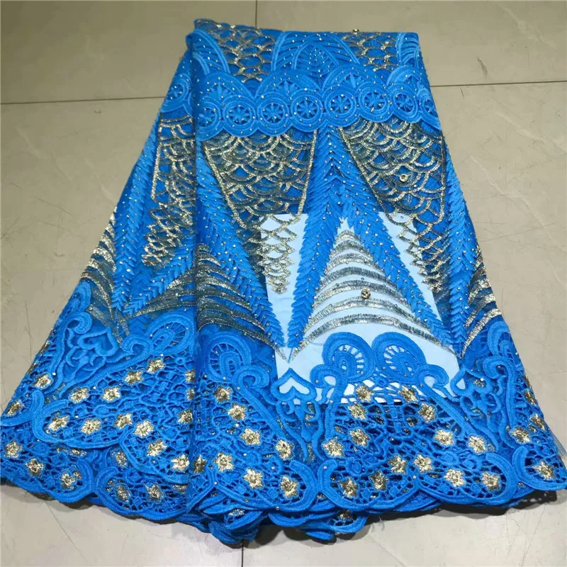 

Newest blue African Lace Fabric With stones lace fabric 2019 High Quality Bridal For Nigerian Lace nly1-298