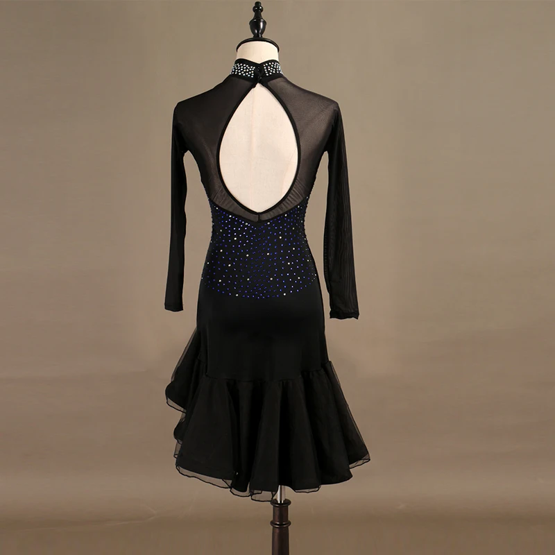 Женская юбка для латинских танцев с длинным рукавом, профессиональная одежда для латинских танцев Самба, платье для латинских танцев для взрослых