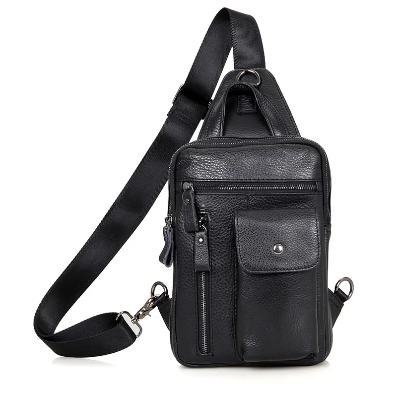 J.M.D винтажная Высококачественная забавная сумка из натуральной кожи, нагрудная сумка для мужчин 4006A - Цвет: Black