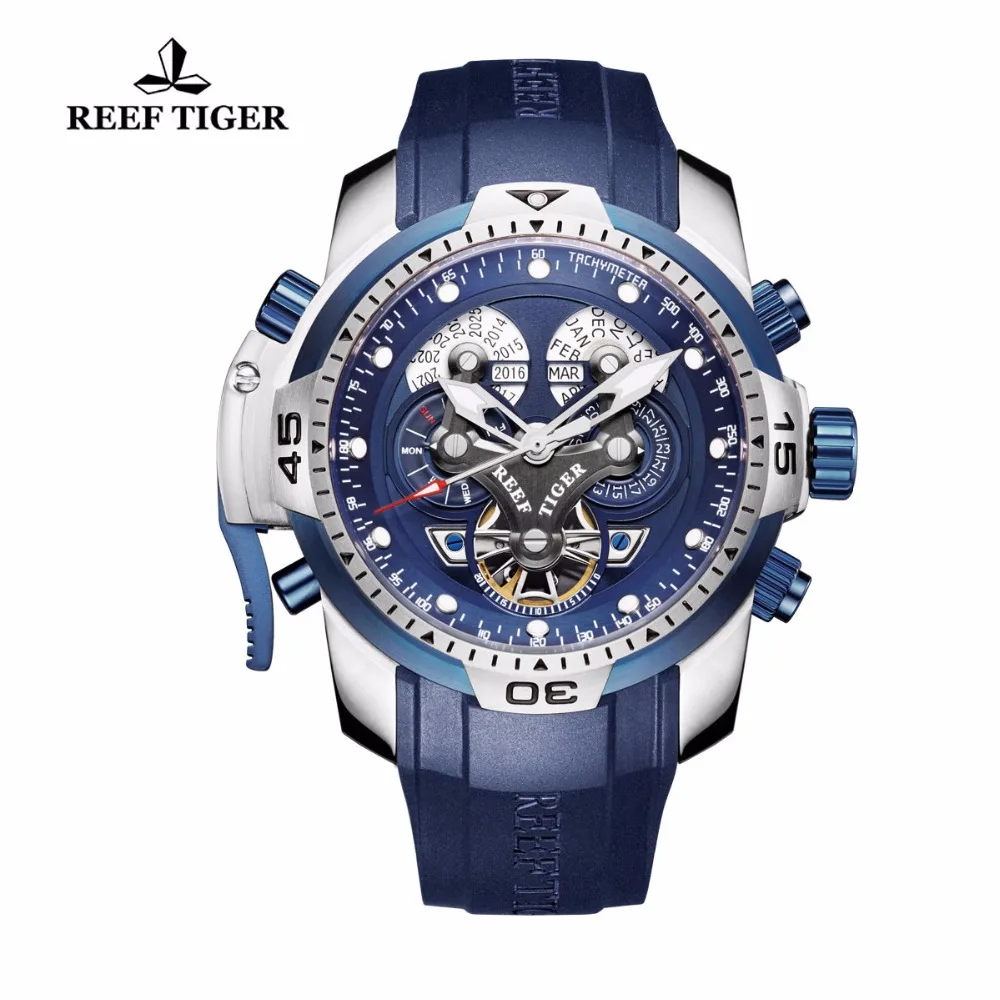 Мужские наручные часы Reef Tiger/RT дизайнерские спортивные с вечным календарем датой
