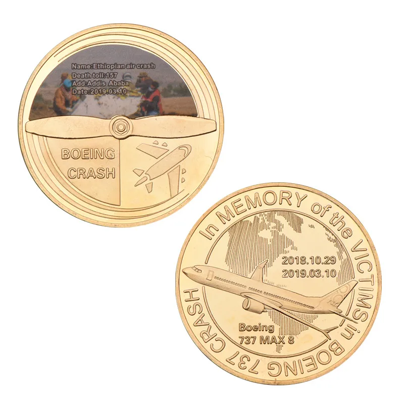 WR Boeing Crash Collectible Coin Gold Plated Coin Decor With Box/Stand