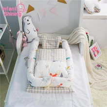 Детская светящаяся переносная детская кроватка детское гнездо кроватка-колыбель Cot Co-sleeping Bed 95*50*15 см(37*19* 6in) складная кровать для ухода за ребенком