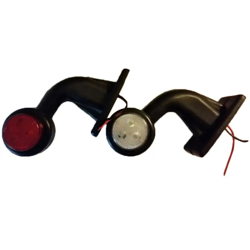 

2PCS 12LED Side Marker Lights White Red Elbow Lamp Compatible With 24V Trailer Truck