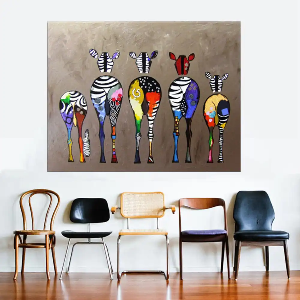 Lienzo Abstracto De Cebra Pinturas Artisticas En La Pared