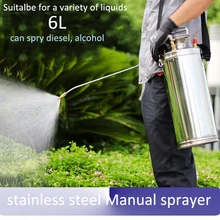 6l нержавеющей стали толщиной ручной опрыскиватель сельскохозяйственных давления полива бутылка-распылитель рюкзак бутылка-распылитель лейки