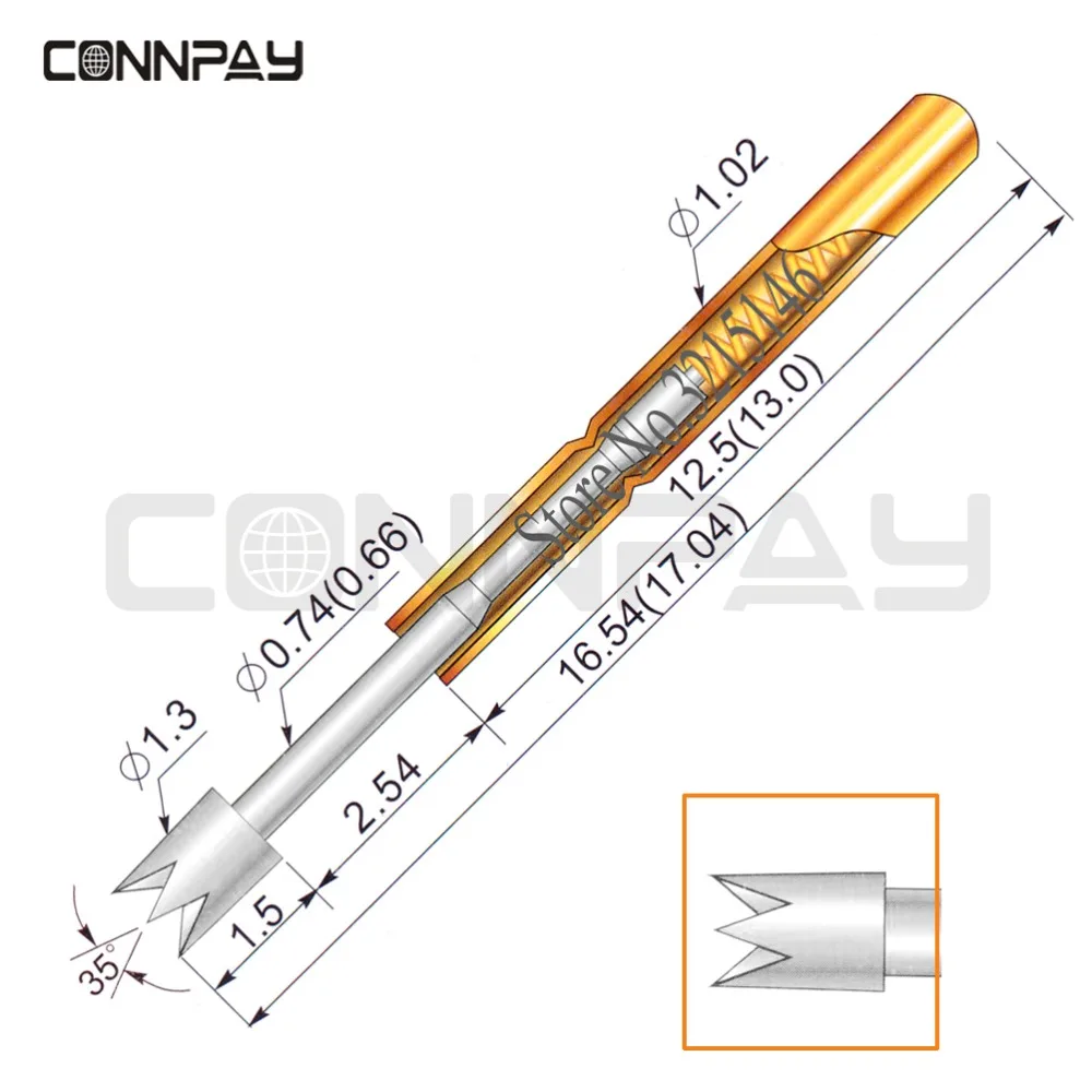 

100Pcs in a Pack Dia 1.3mm P75-Q2 Spring Test Probes Pogo Pin Length 16.54mm Stroke Spring Froce:180g Tool Wholesale
