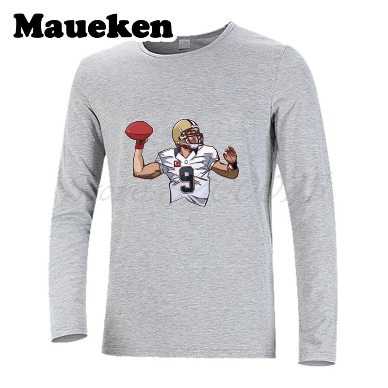 Men Autumn Winter #9 Drew Christopher Brees T-Shirt Long Sleeve Tees T SHIRT New Orleans MVP W1029051