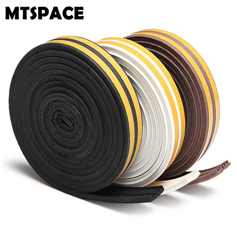 

MTSPACE 2.5M/pcs E Type Foam Draught Excluder Self Adhesive Window Door Seal Strip for Door Dustproof Self Sticking Soundproof