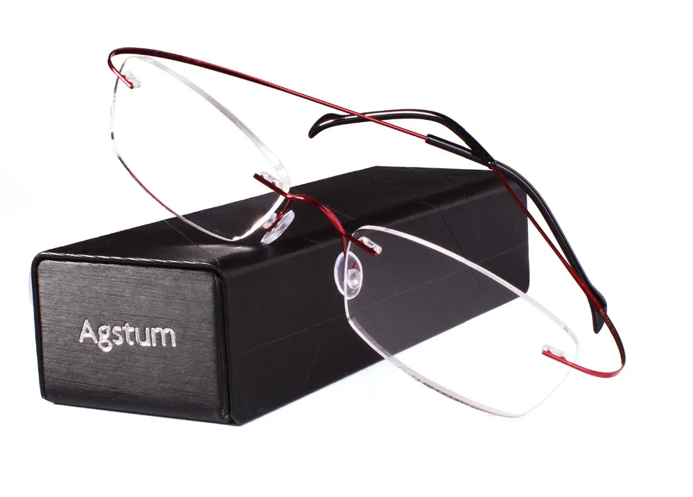 Hingeless optische Randlose Rx Rahmen Frauen Gläsern Agstum Reintitan Pink red purple Brillen Klaren Verordnungs wYFqS5X