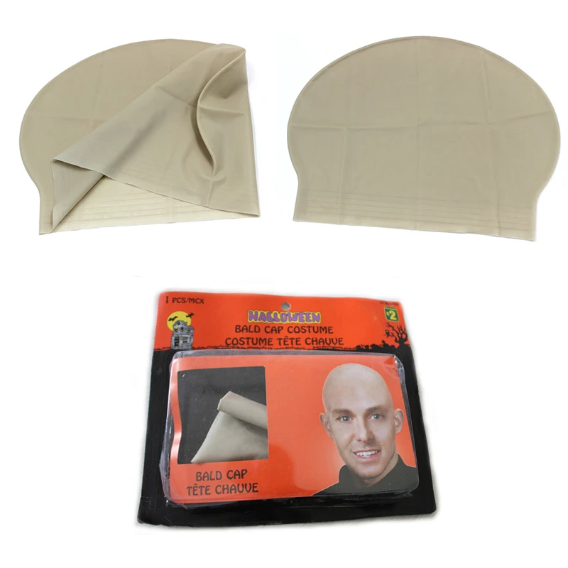 Adult Unisex Reusable Latex Skinhead Bald Cap Wig Halloween Party Props Supplies 