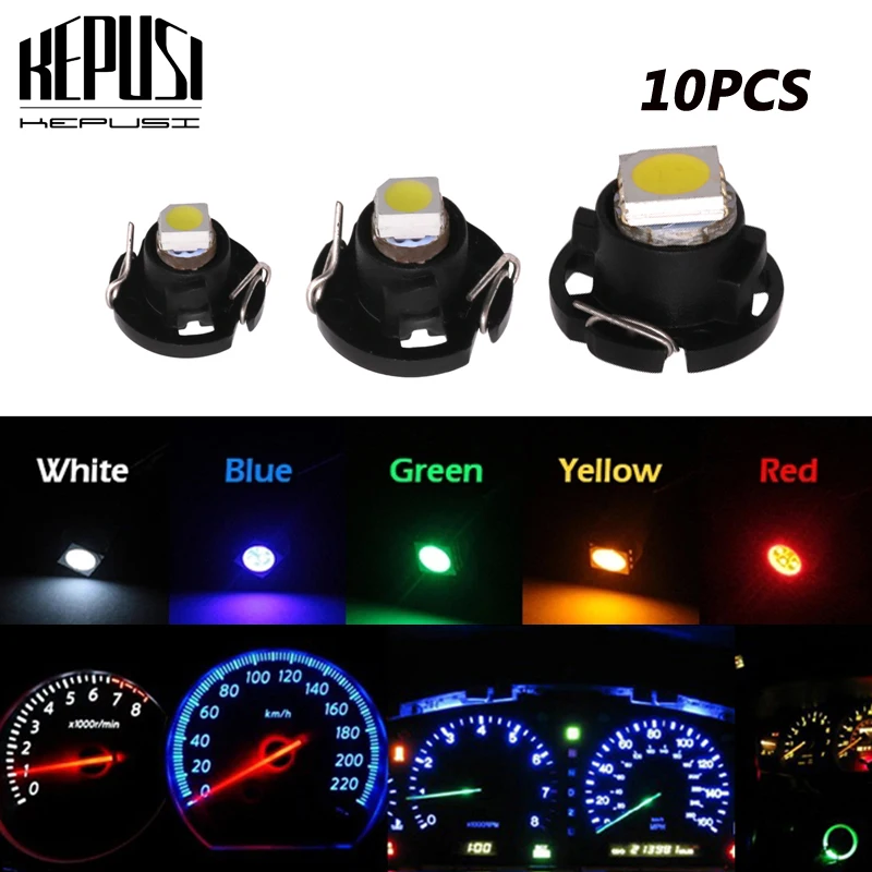 

10X T3 T4.2 T4.7 LED Light Dashboard Instrument Bulb lamp Neo Wedge For Honda Accord Civic Odyssey Green/Ice Blue/White/Red 12V