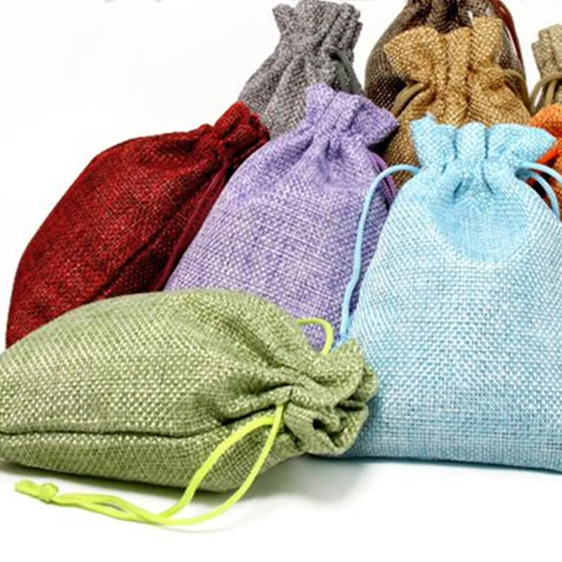 

5pcs Christmas Linen Jute Drawstring Gift Bags Sacks Wedding Birthday Party Favors Drawstring Dragees Gift Bags Baby Shower