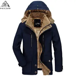 PEILOW зимняя куртка среднего возраста мужская 5XL 6XL утолщенное пальто ветровка высокого качества на флисе с хлопковой подкладкой парки