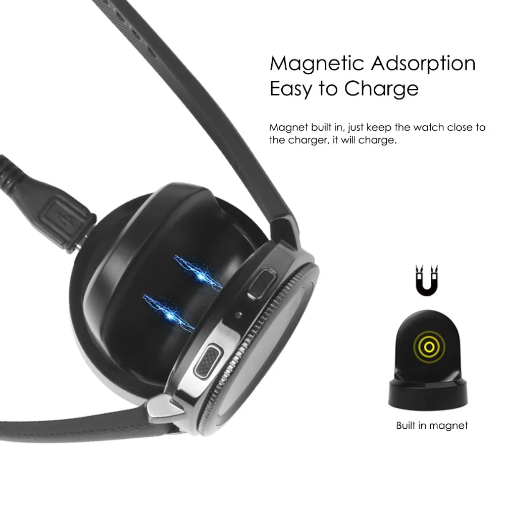 SOONHUA Ultra Slim ABS PC Wireless Tranqui Quick Charging LED Indicators Adapter With Convenient Magnetic Base For Samsung Gear