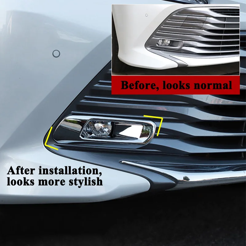SEEYULE Stylish Car Front Rear Fog Lamp Decoration Frame Trim Cover Sticker Styling Car Accessories for Toyota Camry 2018
