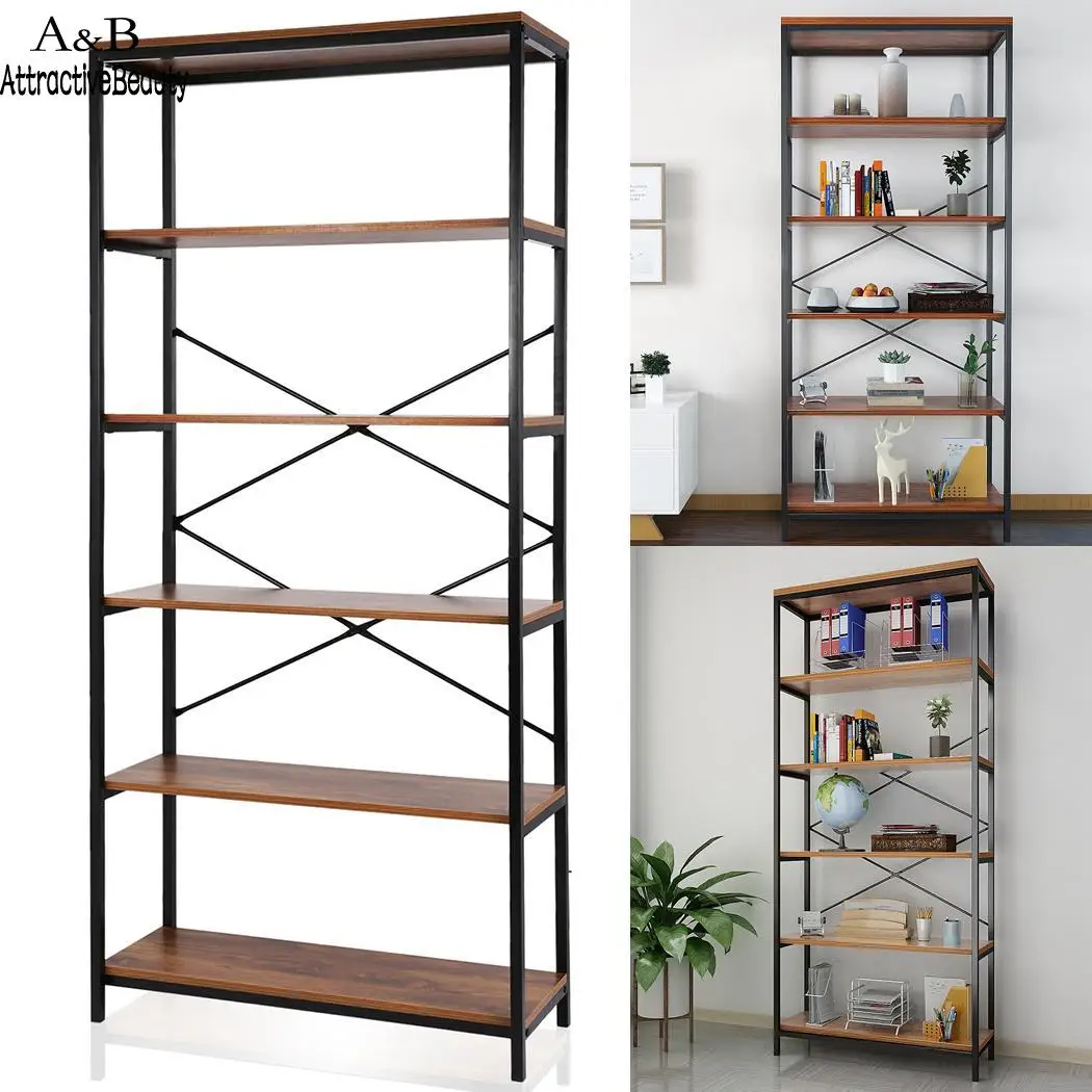 

Display Wooden Bookcase Book Shelves Organizer 5-tier Shelf