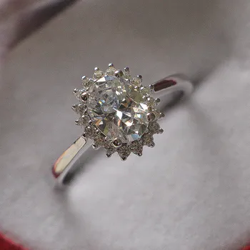 

2CT Brilliant Oval Cut Female Women Jewelry White Gold Au750 Ring Solid 18K 750 White Gold Ring Woman Fine Jewelry