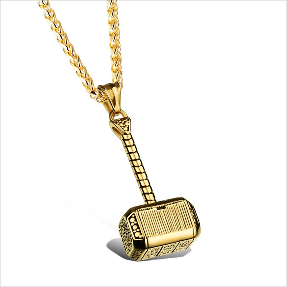 

Cool 316L Stainless Steel Thor Hammer Shape Captain America Necklace For Men Jewelry SP350