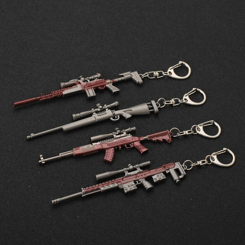 

2019 Hot PUBG FPS Game Player Unknown's Battle Grounds 3D Keychain weapon eat chicken game tonight Men's car key ring