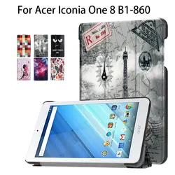 Чехол для Acer Iconia One 8 B1-860 B1 860 8 дюймов Чехол принципиально Планшеты Ultra Slim mangetic печати Фолио подставка из искусственной кожи В виде ракушки